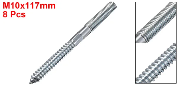 Lot De 8 Vis à Double Tête M10x80mm - Pour Suspension/accrochage Meuble Dans Le Bois - Neuf