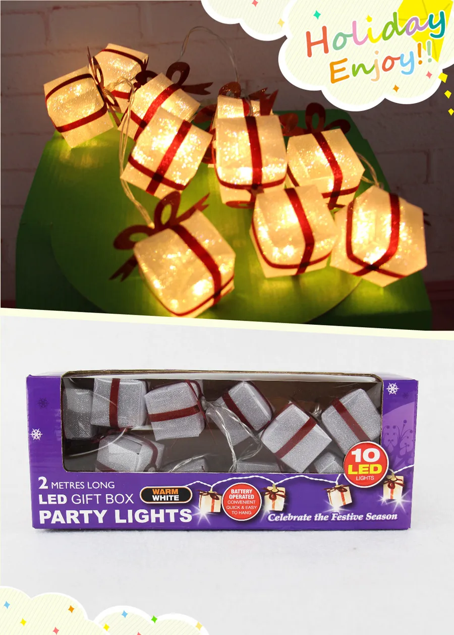 Christmas Holiday Lighting 1.7M 10 LED Gift Box Party Lights string