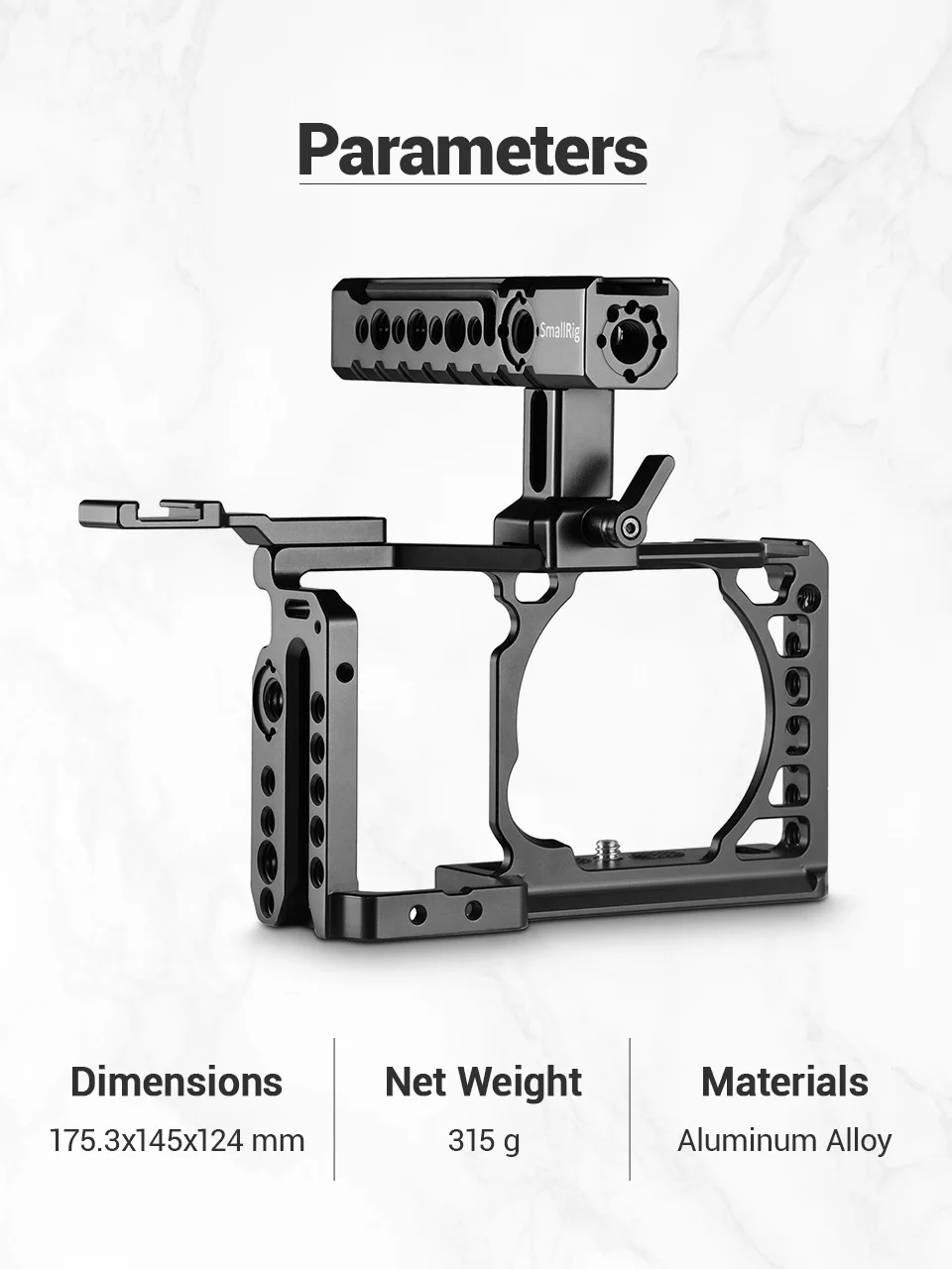 SmallRig A6500 усовершенствованная клетка с ручкой NATO+ комплект аксессуаров для холодной обуви для sony A6500 Высококачественная клетка из алюминиевого сплава-2081