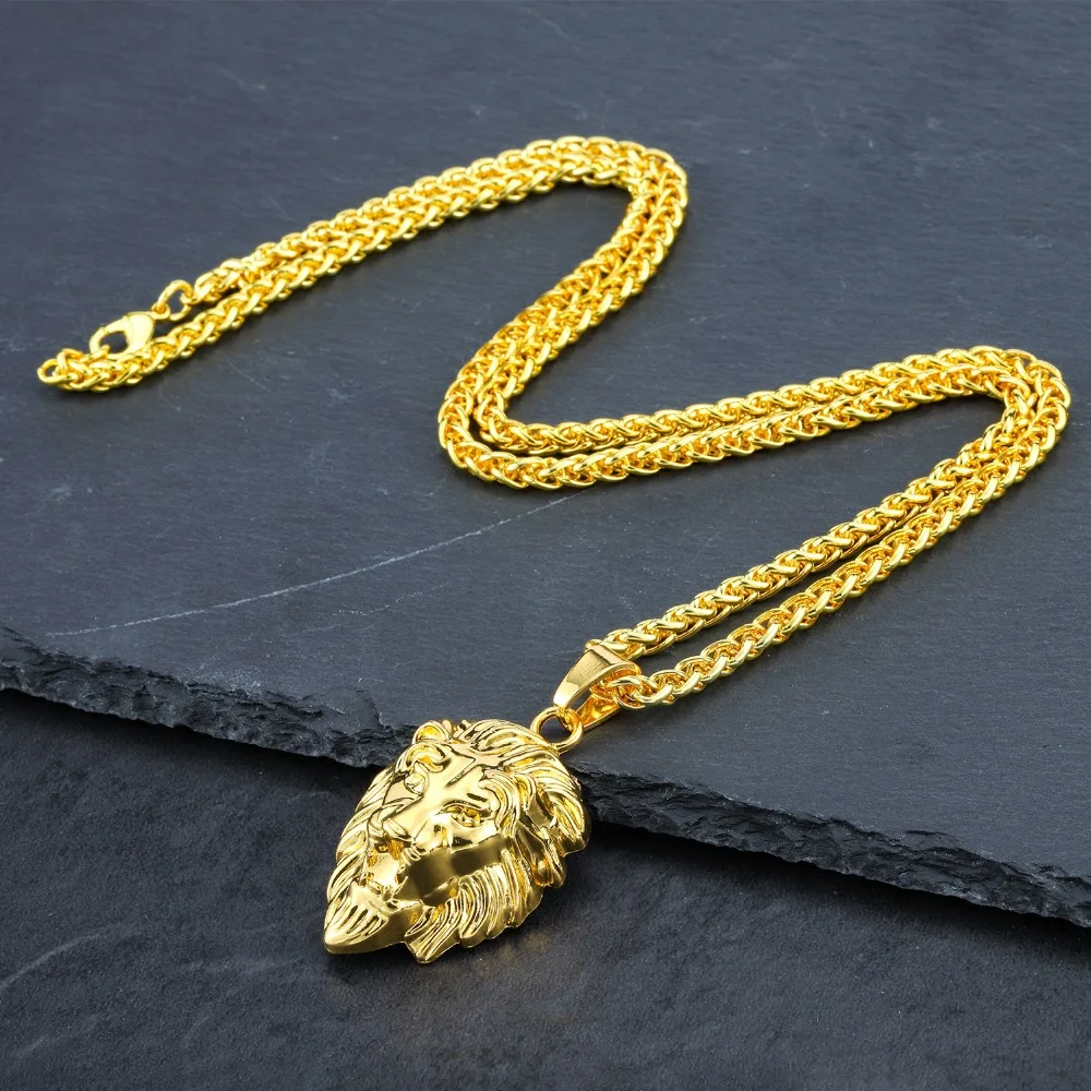 Золотой/Серебряный цвет мужчины хип-хоп голова льва кулон ожерелье s Мода Классические Подвески для хип-хопа ожерелье очаровательные подарочные украшения