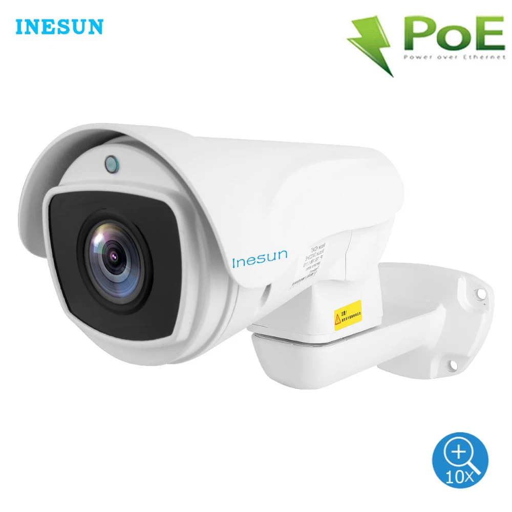 Inesun Открытый PoE PTZ IP камера безопасности 2MP Full HD 1080P 10X оптический зум PTZ камера водонепроницаемый 330ft лазерный ИК ночного видения