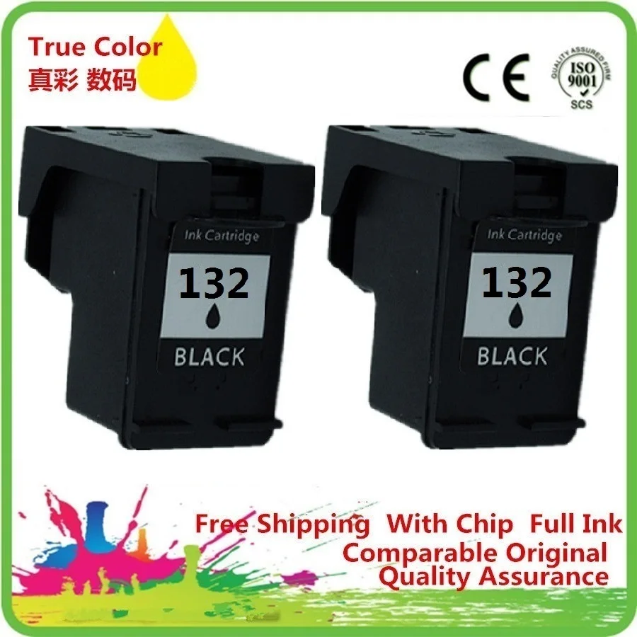 2Bk Ink Cartridge Remanufactured For HP 132 XL 132XL HP132 HP132XL OFFICEJET 7300 7310 7313 7400