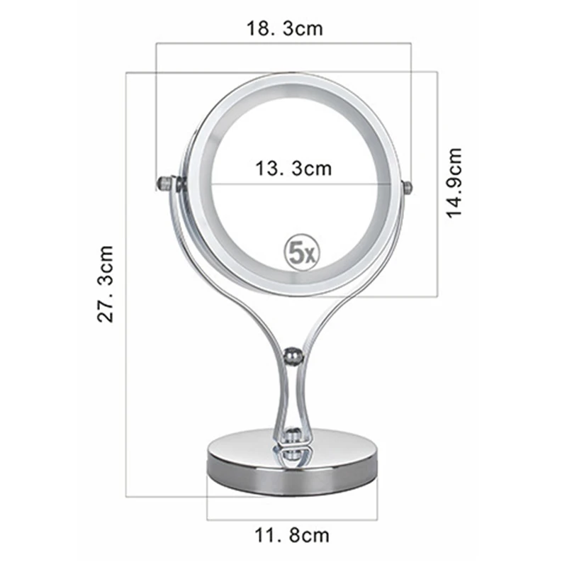 6 дюймов 5x Увеличение круговое зеркало для макияжа двусторонний вращающийся Косметическая подставка для зеркала заднего вида Настольный светодиодный зеркало для макияжа с лампой