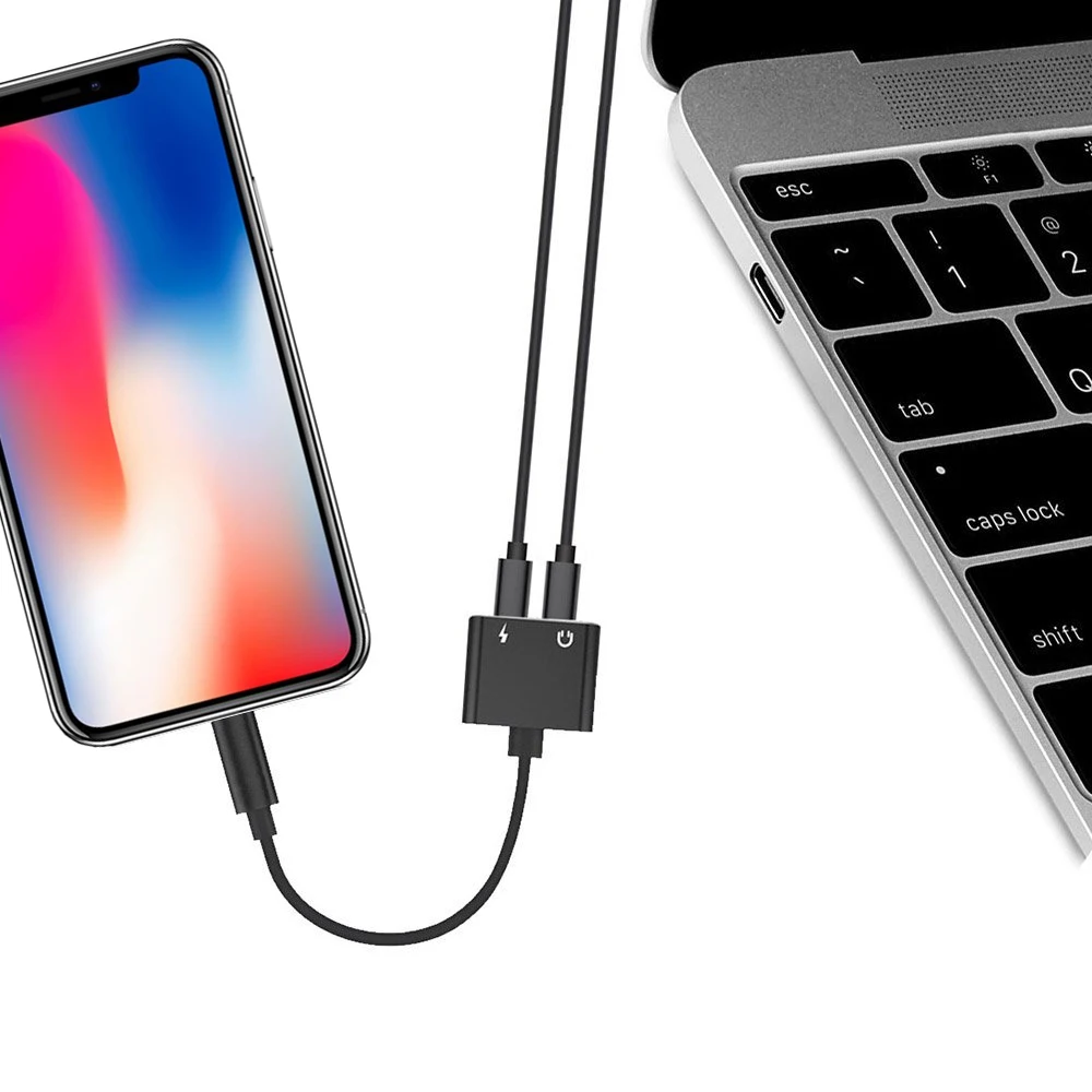 Untoom 2 in 1 For Lightning Audio Adapter For iPhone7 8 X Xs Xr Charging Adapter iOS Charger Splitter Earphone Headphone Adapter Untoom 2 in 1 For Lightning Audio Adapter For iPhone7 8 X Xs Xr Charging Adapter iOS Charger Splitter Earphone Headphone Adapter