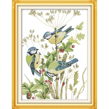 

Three little birds DIY 14CT counted cross stitch kits 11CT stamped & Printed embroidery set home decoration needlework new