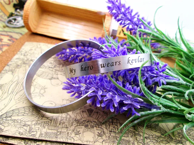 Stainless Steel Cuff Bracelet My Hero Wears Kevlar For Women Men Stainless Steel Cuff Bracelet My Hero Wears Kevlar For Women Men Handmade Bangle Inspirational Jewelry Gift China Import Goods