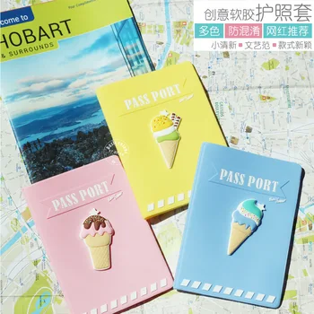 

2018 Rushed Luggage Tag Valiz Ice Cream Passport Cover Silica Gel Holder Travel Covers For Passports Girls Case For Wholesale