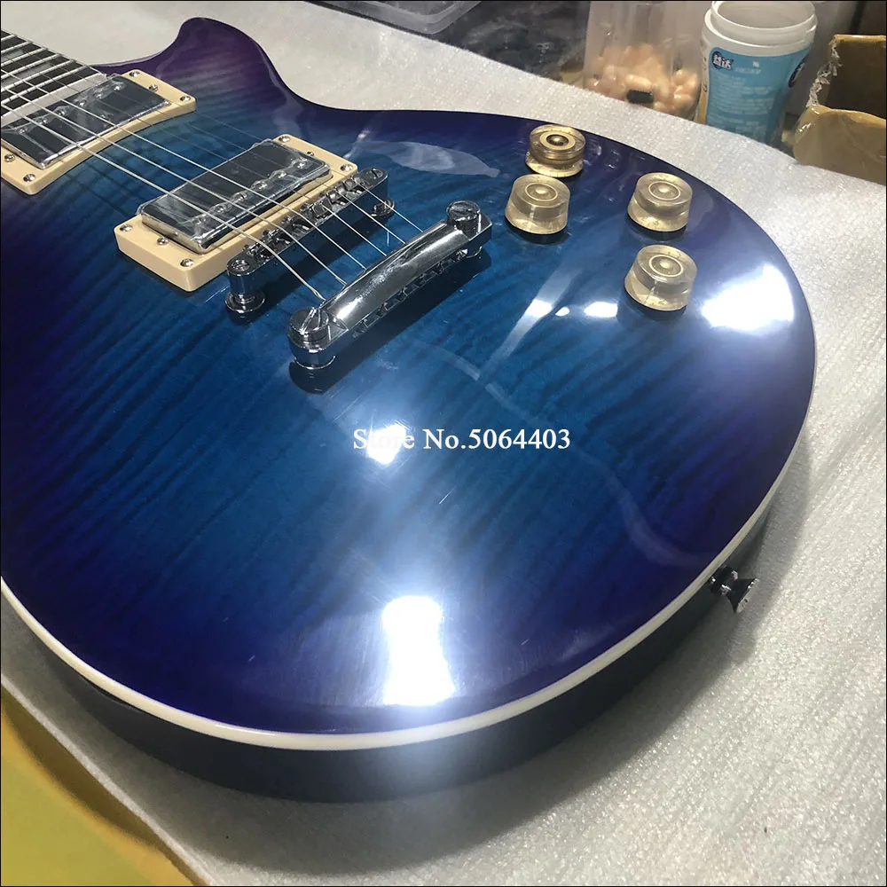 

High quality 6 string electric guitar, tiger maple veneer, color paint, multi-color paint rose wood fingerboard, postage