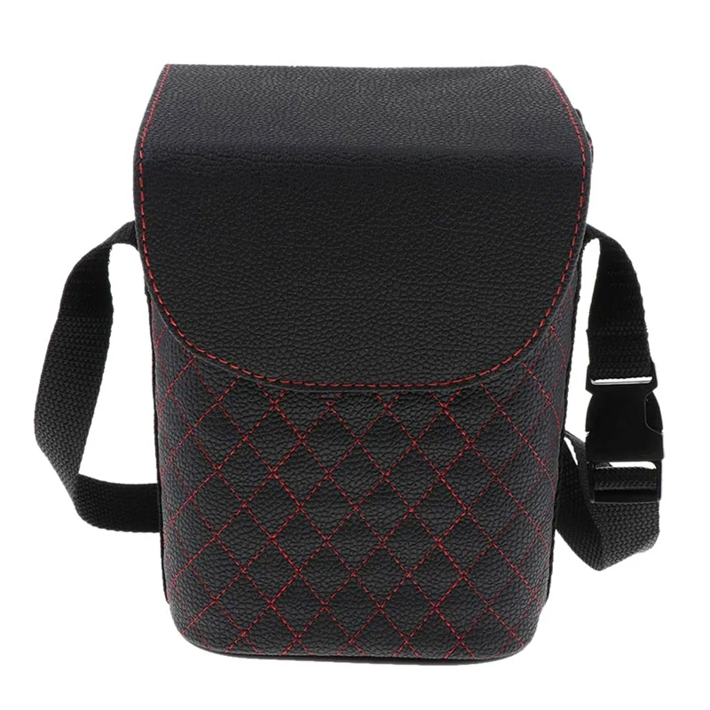 

Waterproof Car Trash Can For Litter - Mini Pu Leather Auto Garbage Bag, Makes A Great Gift For Your Family Or Friend - Black