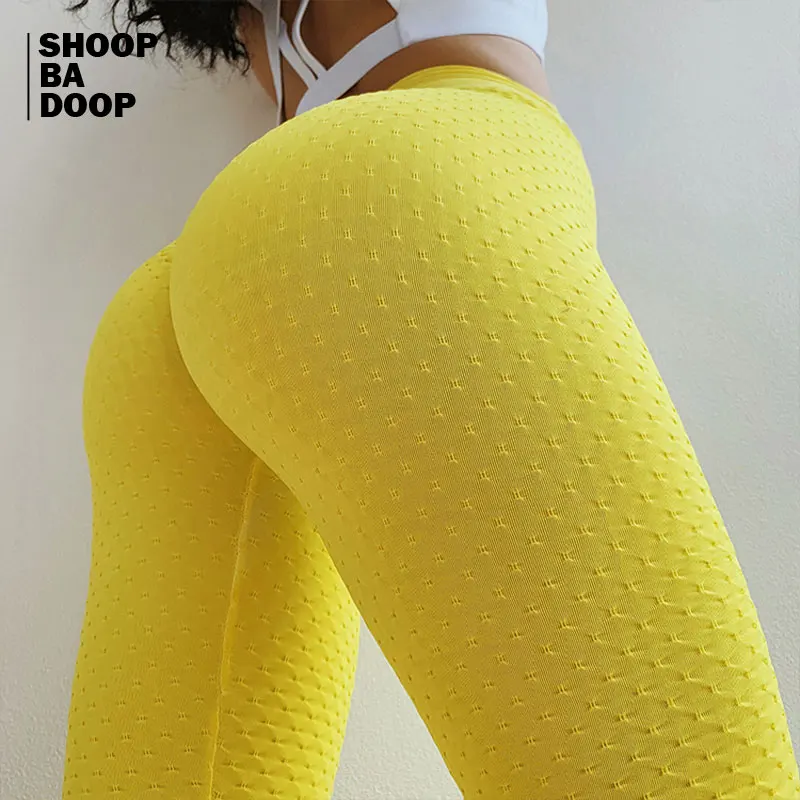 

SHOOPBADOOP Women Yoga Pants High Elasticity Slim Fit High Waist Fitness Lozenges Seamless Leggings Breathable Workout Leggins