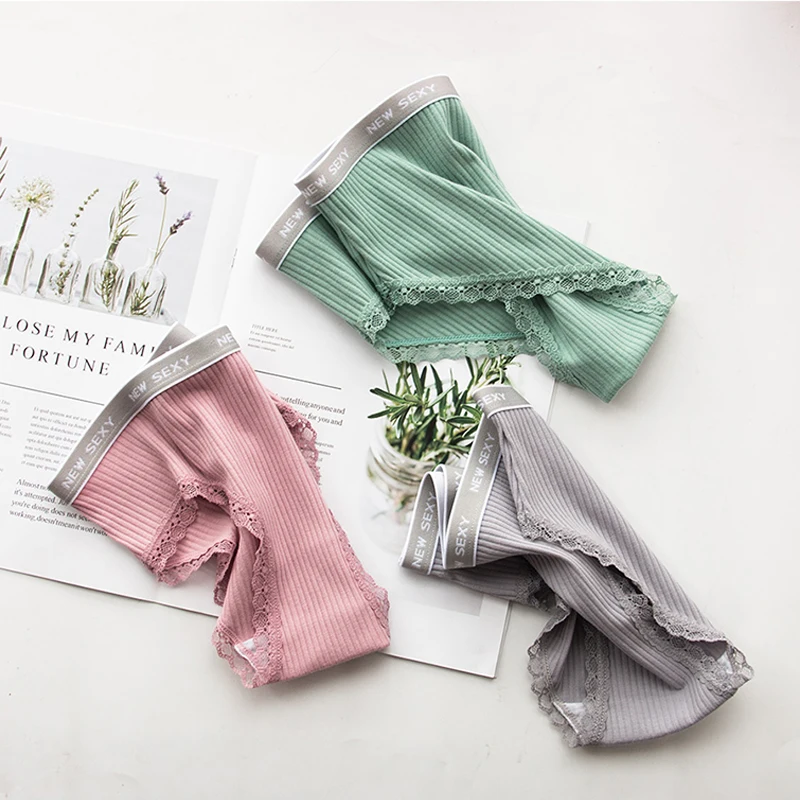 Fine Sewing Woman Underwear Cotton Striped Breathable Panties Sexy Lace Edge Underwear Women Cotton Crotch Lingerie Intimates Fine Sewing Woman Underwear Cotton Striped Breathable Panties Sexy Lace Edge Underwear Women Cotton Crotch Lingerie Intimates