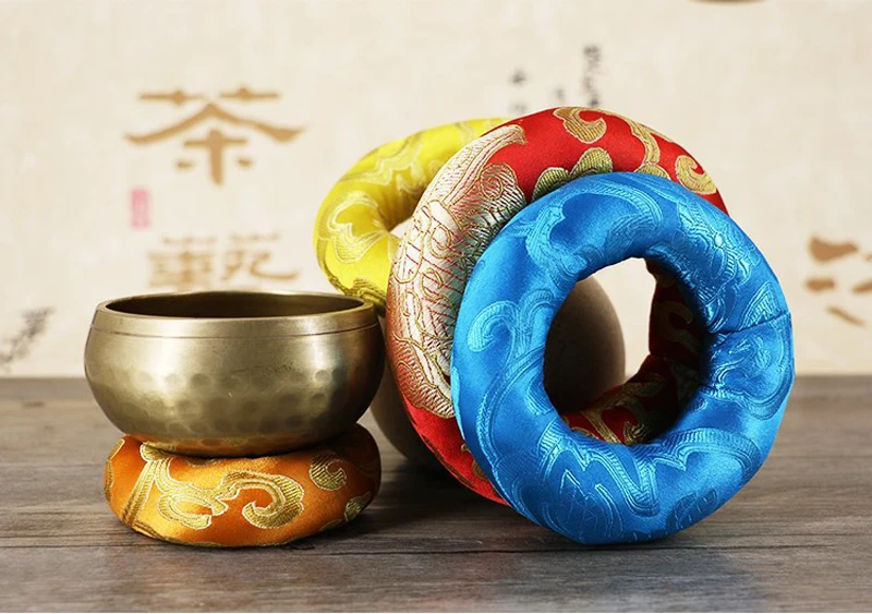 5 Sizes Yoga Tibetan Singing Bowl Mat Hand Hammered Yoga Singing Meditation Bowl Mat Buddhism Gift Home Decorative Crafts