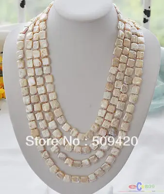 

~~ Free Shipping100" 13mm square pink Freshwater cultured pearl necklace
