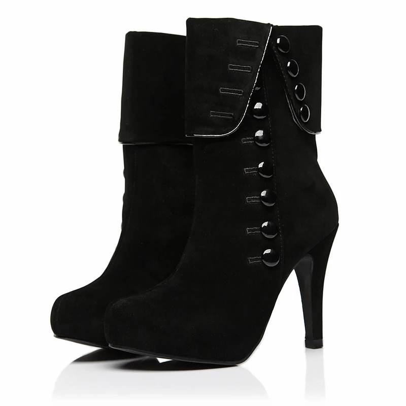 Flock Buckle High Heel Ankle Boots Fashion Trendy Shop