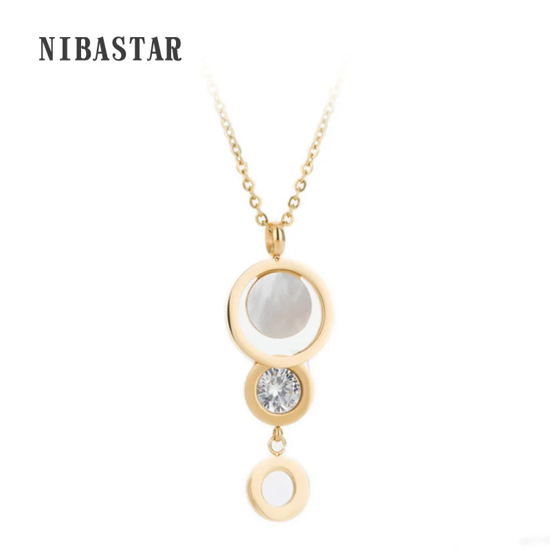 Женские кулоны с кристаллами NIBA 3 круглых кулона из нержавеющей стали 316L|necklace