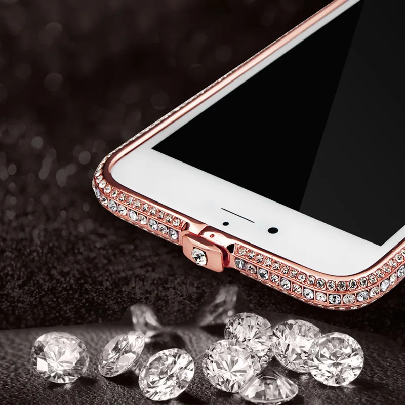 Roc Joan Роскошный металлический чехол-бампер с алмазами для iPhone X XS 6 Plus чехол 6s 7Plus 8 брендовый защитный чехол Coque Capinha