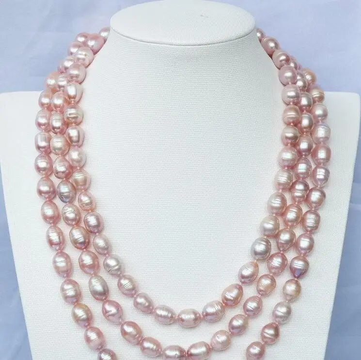 

FREE SHIPPING HOT sell new Style >>>> 64'' 12mm Purple Rice FW Pearl Necklace
