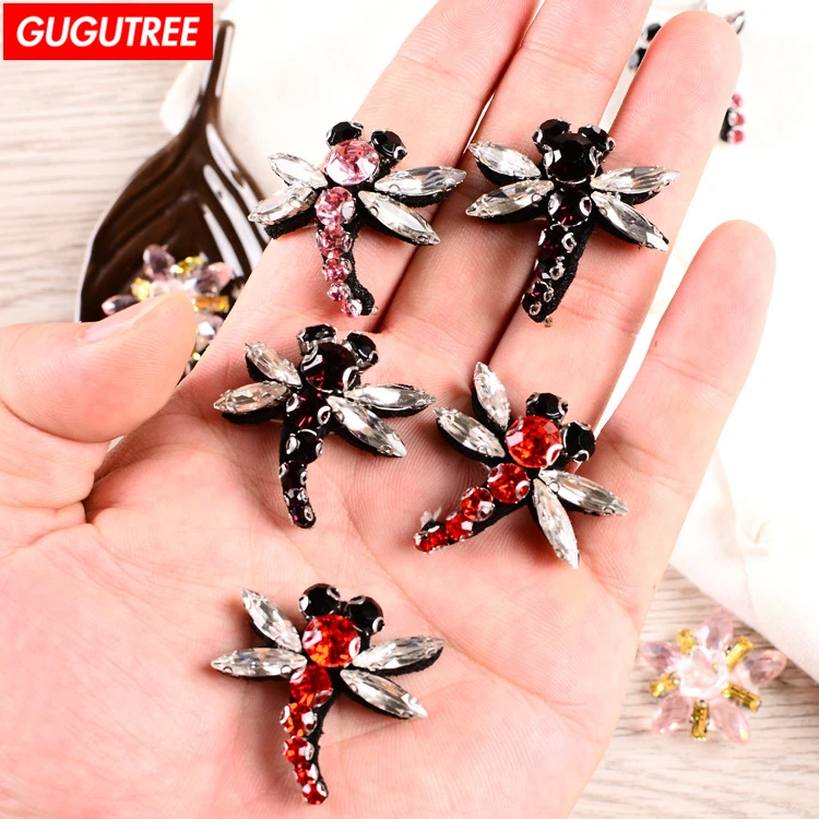 

GUGUTREE beaded dragonfly patches,crystals diamonds Insects Sequined Applique Patch for Coat,T-Shirt,hat,bags,Sweater,backpack