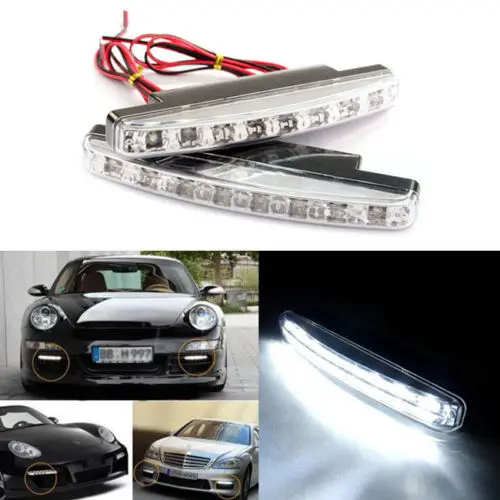 

Newest 2Pcs Car Daytime Running Lights 8 LED DRL Daylight Kit parking light 12V DC Head Lamp-PY car styling