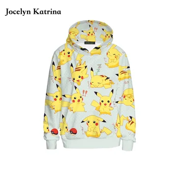 

Jocelyn Katrina Autumn and winter original new European and American hooded sweater women 3D printing sweater Pikachu sweatshirt