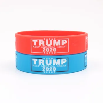 

100PCS Wholesale Donald Trump 2020 United States General Election Silicone Bracelets Keeo America Great Blue Red Color Wristband