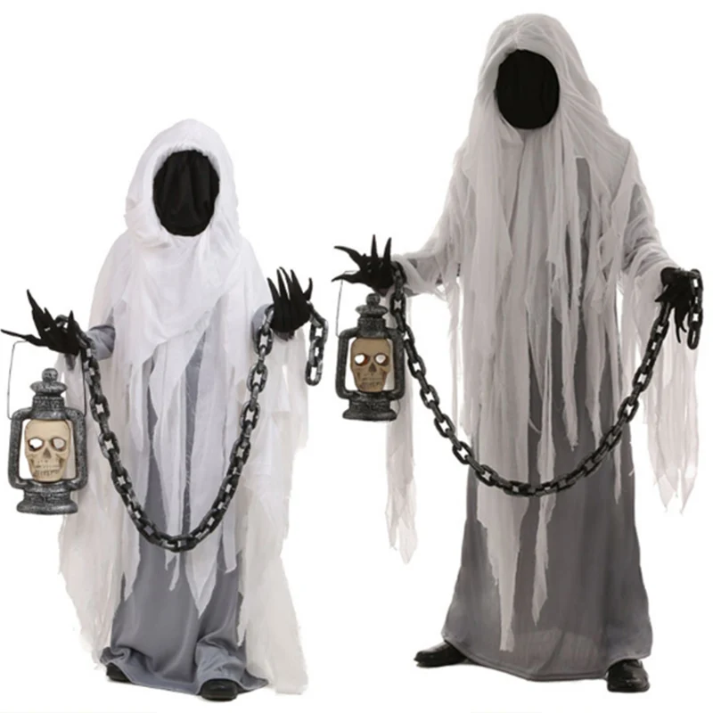 

Adult Halloween costumes ghosts dress up for birthday parties and present alien skull costumes to children, witch and vampire