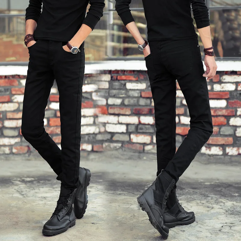 Mens Skinny Jeans 2019 Spring New Classic Solid Casual Designer Straight Black Stretch Denim Trouers