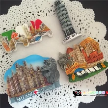Ручная роспись Милана Львы 3D магниты на холодильник Италия сувениры для туристов холодильник магнитные наклейки домашний декор