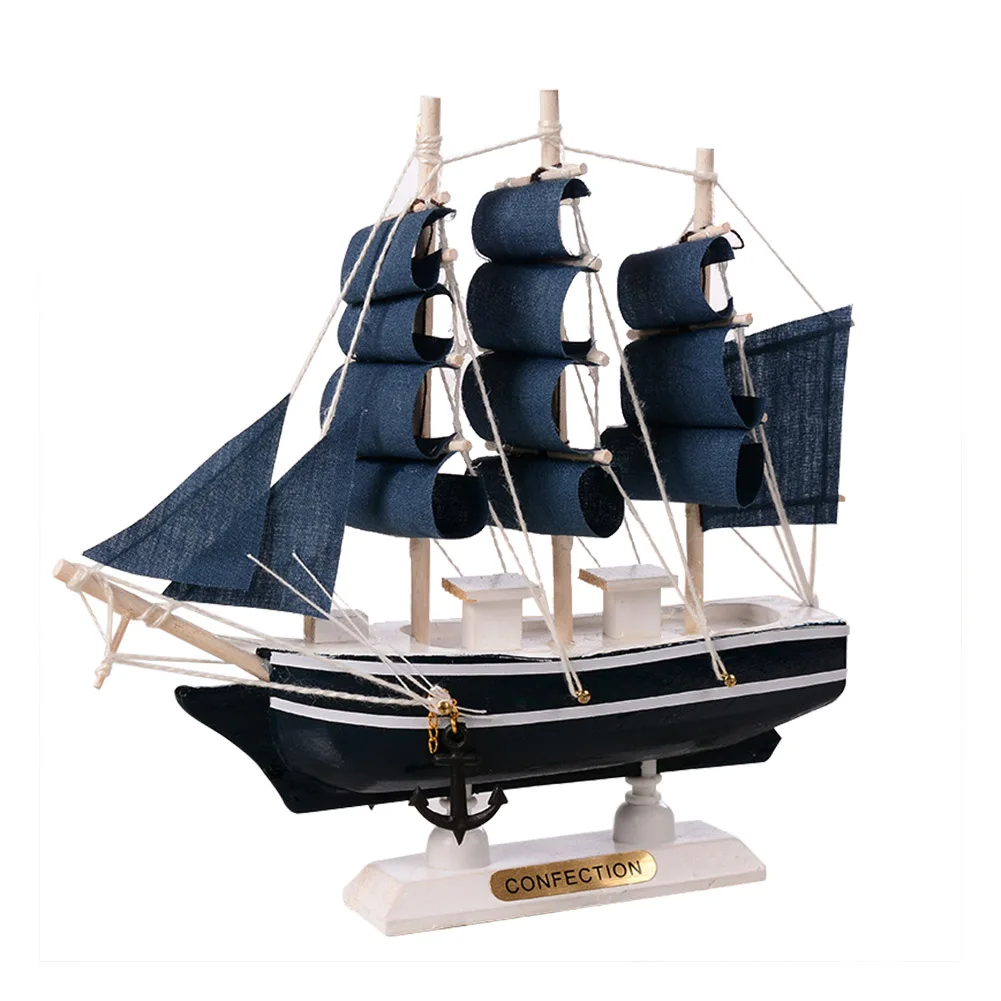 Деревянный парусник Средиземноморский стиль украшения дома ручной работы резные морской модель лодки подарок E2S - Цвет: M1623