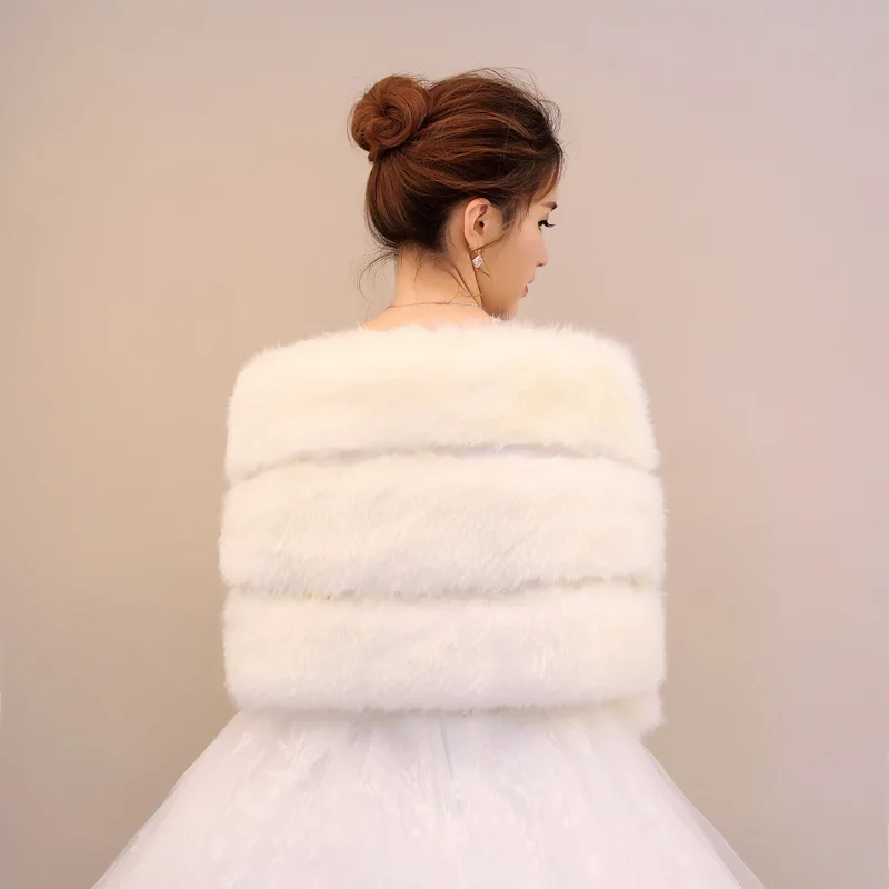 Popodion bridal wedding shawl fur warm shawl wedding cape bolero women jacket cape WAS10108