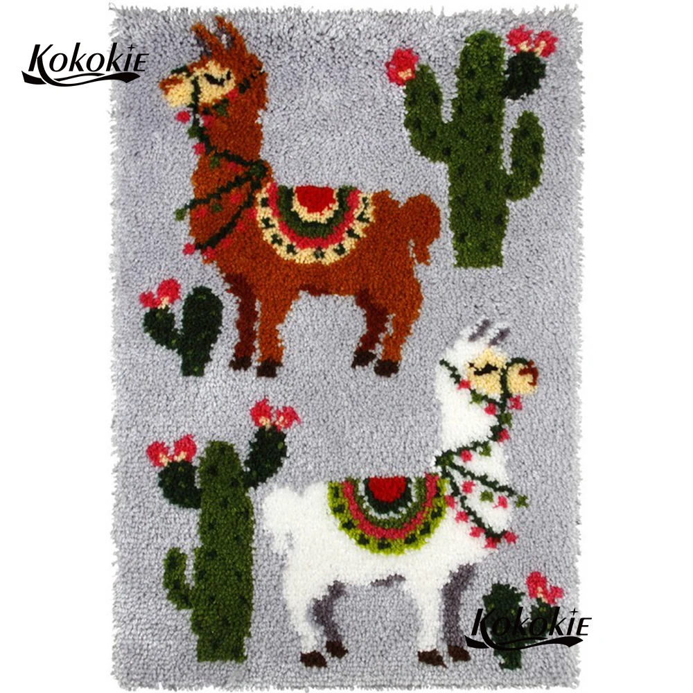 diy latch hook kits rug tapestry kits 3d printed canvas cactus Home decor crochet tapis needle