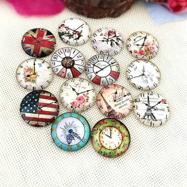 

MRHUANG Mix Clock Cabochon 8mm 10mm 12mm 14mm 18mm 20mm 25mm Flatback Photo Dome Embellishments Findings Jewelry Accessories