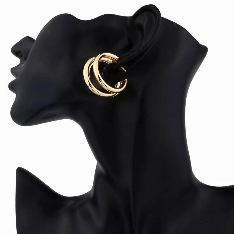 Модные 30 мм золотистые серьги-кольца для женщин, простые маленькие круглые очаровательные серьги для женщин, металлическая толстая трубка, ювелирное изделие, подарок