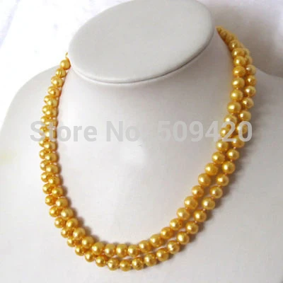 

Free Shipping 31" 7-8mm Golden Freshwater Pearl Necklace