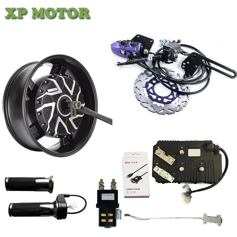 QSMOTOR 12KW 6.0x17inch Electric Motorcycle Hub Motor KitsConversion