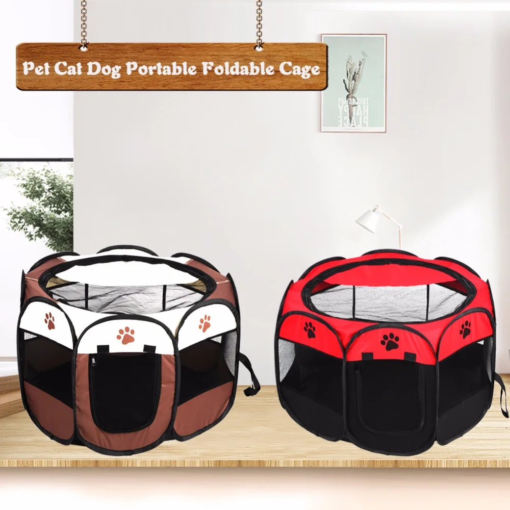 

High quality Pet Cat Dog Puppy Portable Foldable Cage Exercise Play Tent Mesh Cover Pet Rest Supplies