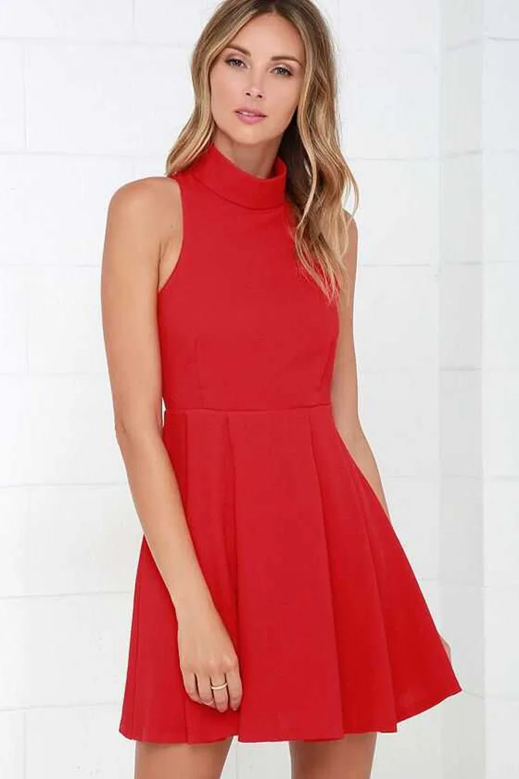 New 2016 Women Summer O-neck Sleeveless Red Color Elegant Party Dress Sexy Backless Slim Summer Dresses CD1355 (2)