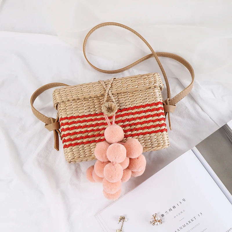 

RADISH 2019 New Fashion Square Bag Summer Rattan Bag Handmade Handle Bag Multicolor Style Bohemia Shoulder Bag