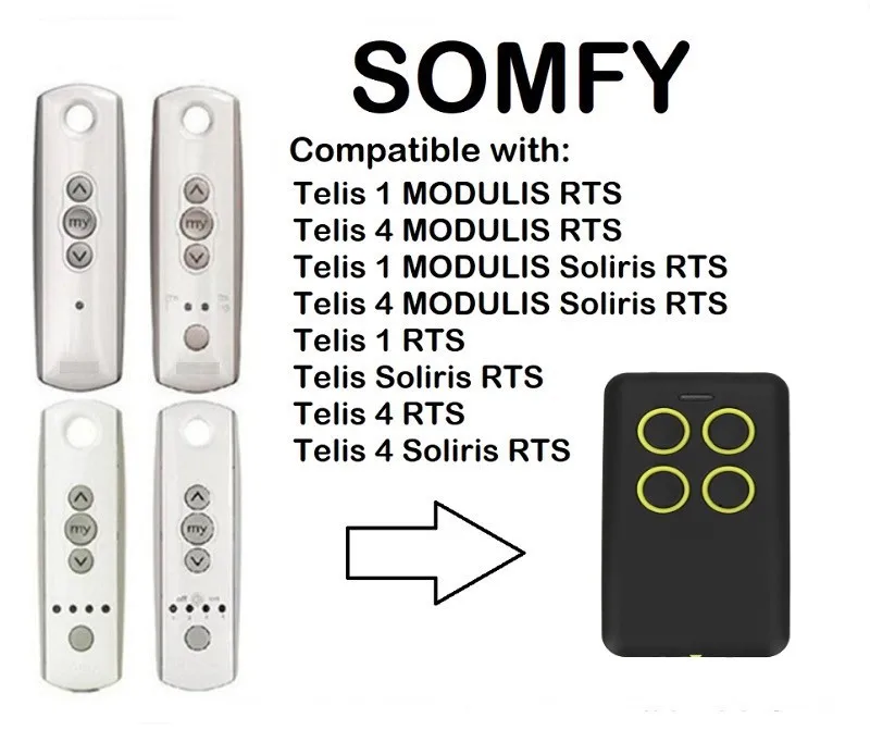 

SOMFY KeyGo 4 RTS SOMFY Centralis RTS/ SOMFY Smoove RTS garage door controller compatible 433,42Mhz rolling code clone