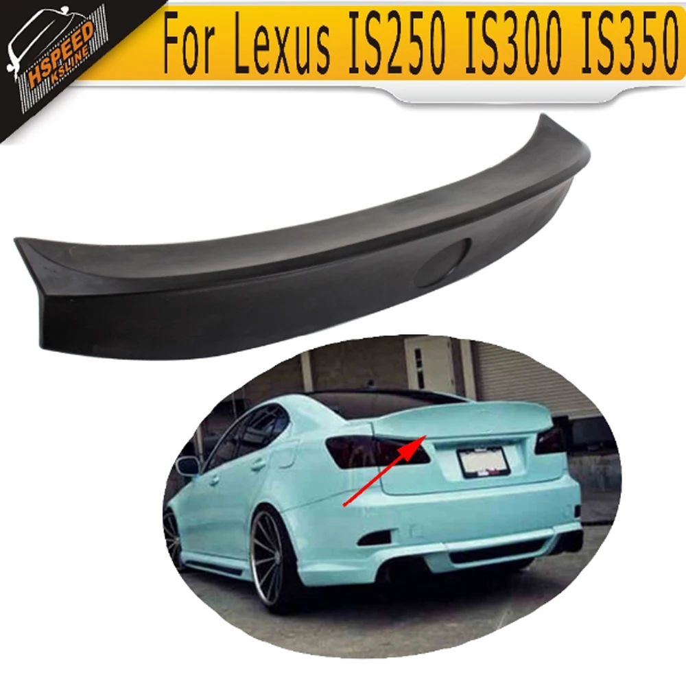 PU Unpainted Black Primer Rear trunk boot lip spoiler wings For Lexus