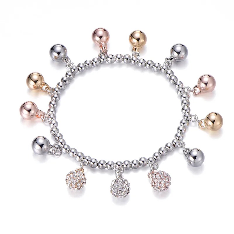 Mix Beads Charms Мульти звезда сердце круг бусины хрустальные подвески разноцветный браслет золотые серебряные бусы, цепочка эластичные модные ювелирные подарки для девочек - Окраска металла: Mix Beads Charms