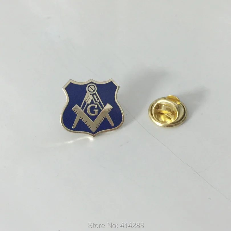 

100pcs factory wholesale custom enamel pins masonic shield lapel pin square and compass blue lodge free masons badges craft