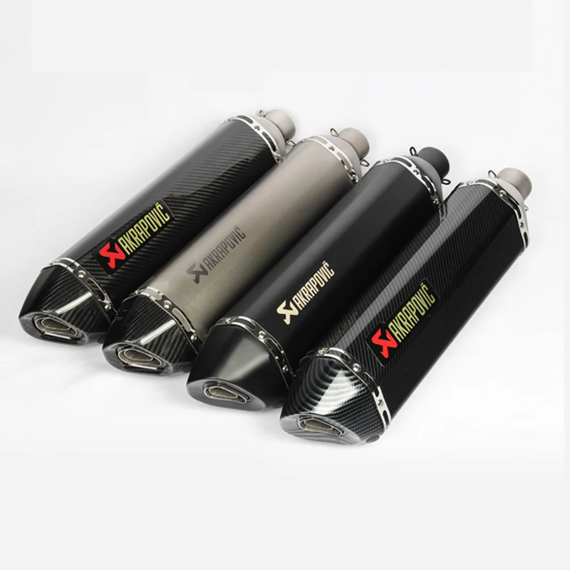 

51mm Motorcycle Exhaust Muffler Universal 570mm Length Carbon Fiber Steel Muffler Pipe For AKrapovic Tmax500 530 Nmax155