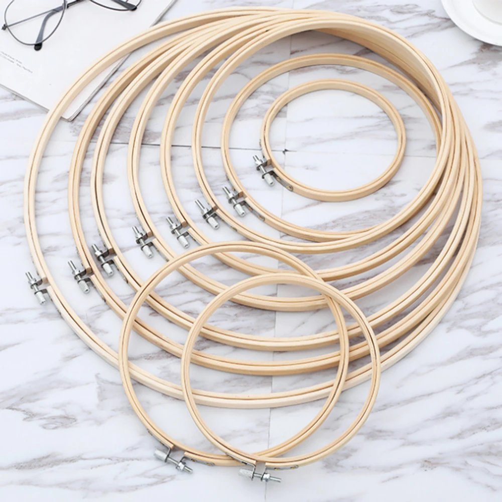 

11pcs DIY 10-40cm Embroidery Hoops Frame Set Bamboo Embroidery Rings for Cross Stitch Needle Craft Tools