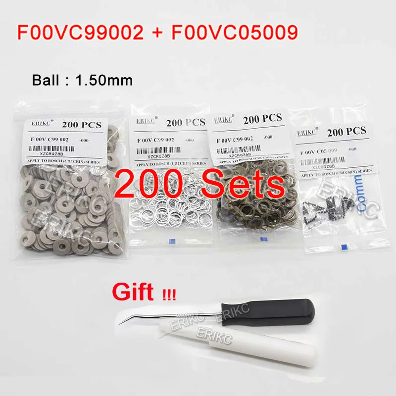 

ERIKC 200sets Wholesale F00VC99002 Fuel Injector Valve Ball Repair Kit F00VC05009 Ceramic Ball 1.5mm Repair Kits for BOSCH