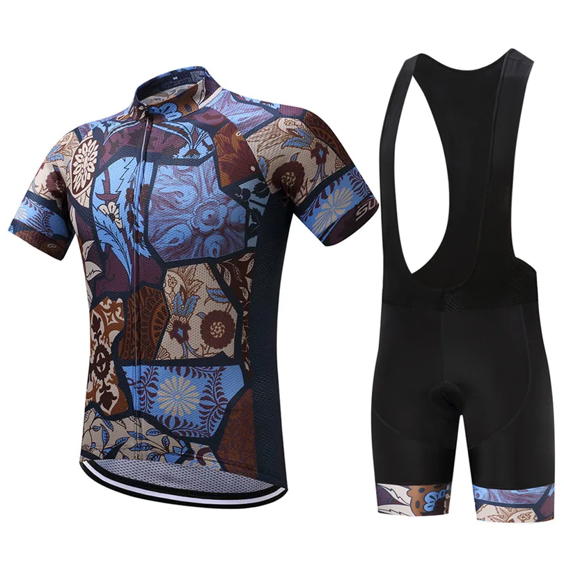 

SUREA 2017 New Polyester Men's Cycling Clothing Set Men's MTB Pro Team Cycling Jersey Set GEL Breathable Pad Men Bike Race Wear