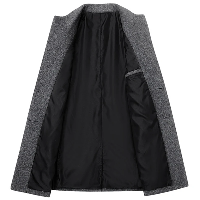 Высококачественная Зимняя шерстяная куртка для мужчин, шерстяная смесь, Повседневная тонкая верхняя одежда, черное шерстяное пальто для мужчин, casaco masculino, длинный плащ