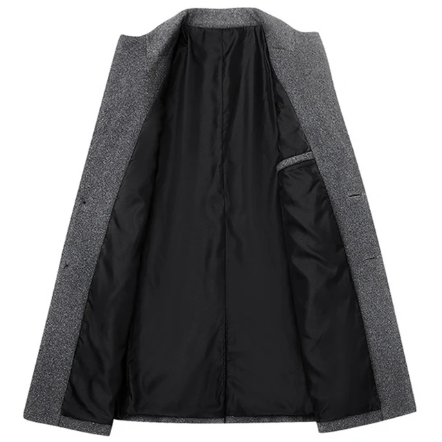 High Quality Winter Wool Jackets Men Wool Blends Casual Slim Outwear Black Wool Coat Men casaco masculino Long Trench Coat 2