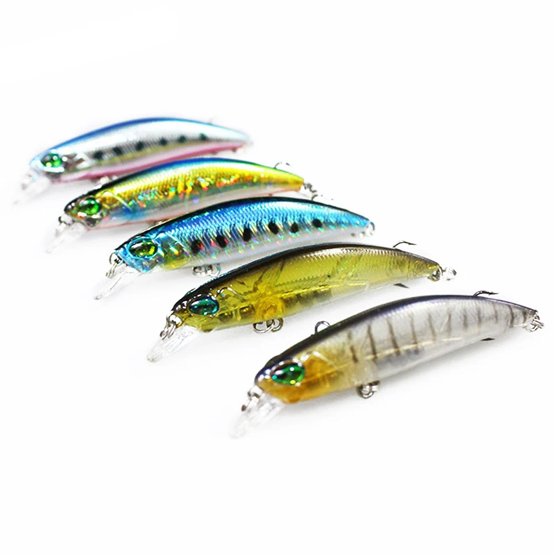 

5PCS/Lot Hard Minnow Bait 6.5cm 4g Crankbaits 3D Eyes Fishing Lures With 2 Treble Hooks
