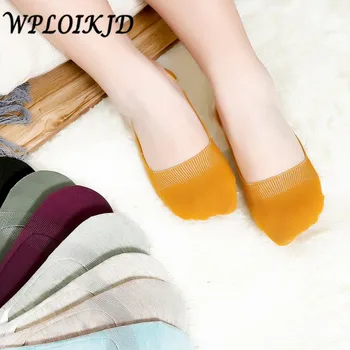 

[WPLOIKJD]Fashion Slippers Ship Ankle Socks Women Candy Color Antiskid Cotton Stealth Socks Colorful Shining Sox Meias Sox